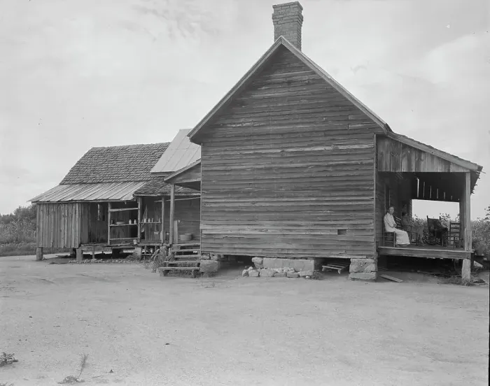 Framed Print : Home of farmer who has raised cotton for fifty years on his own land, Greene County, Georgia, 1937. Creator: Dorothea Lange Framed Print : Home of farmer who has raised cotton for fifty years on his own land, Greene County, Georgia, 1937. Creator: Dorothea Lange