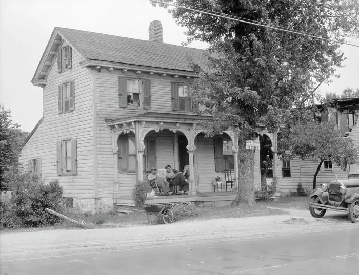 Framed Print : Home of idle American workman, Near Bridgton, New Jersey, 1936. Creator: Dorothea Lange Framed Print : Home of idle American workman, Near Bridgton, New Jersey, 1936. Creator: Dorothea Lange