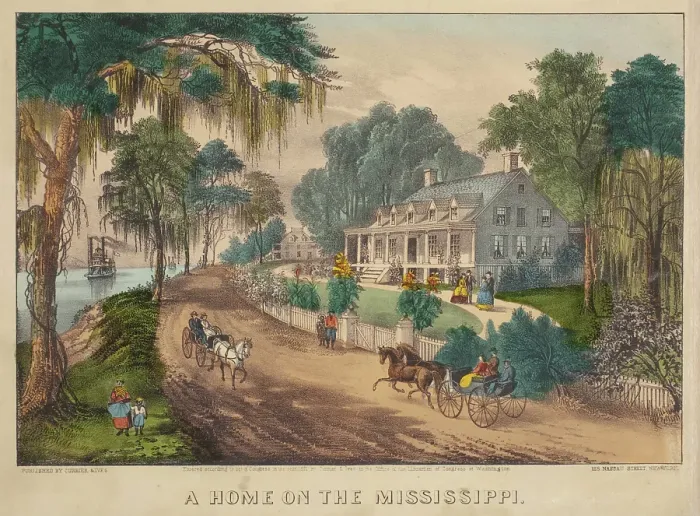 Framed Print : A Home on the Mississippi, 1871. Creators: Nathaniel Currier, James Merritt Ives