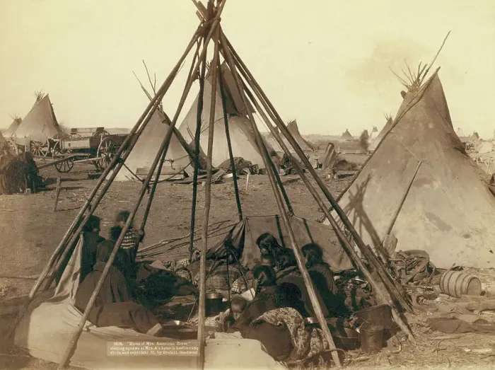 Framed Print : Home of Mrs American Horse Visiting squaws at Mrs A's home in hostile camp, 1891. Creator: John C. H. Grabill Framed Print : Home of Mrs American Horse Visiting squaws at Mrs A's home in hostile camp, 1891. Creator: John C. H. Grabill