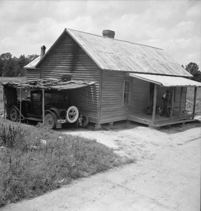 Framed Print : Home of Negro tobacco tenant with addition of improvised garage, Wake County, North Carolina, 1939. Creator: Dorothea Lange Framed Print : Home of Negro tobacco tenant with addition of improvised garage, Wake County, North Carolina, 1939. Creator: Dorothea Lange
