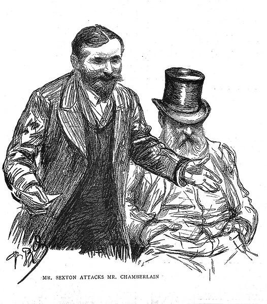 The Home Rule debate in the House of Commons, Mr Sexton attacks Mr Chamberlain, 1886. Creator: Unknown
