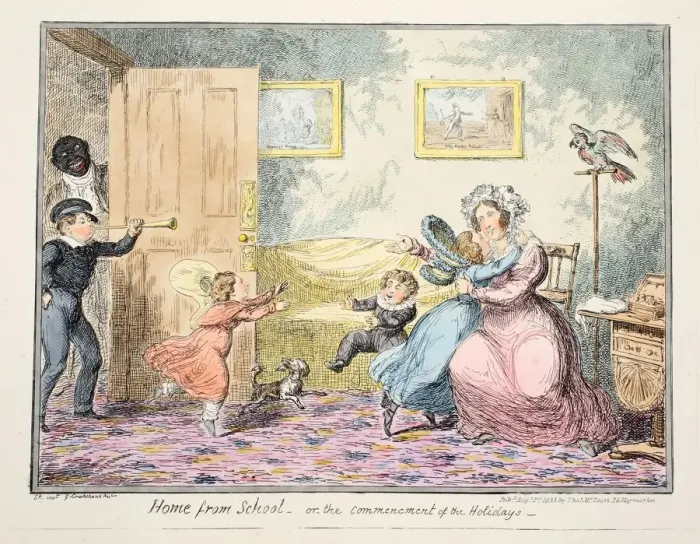 Framed Print : Home from School or the Commencement of the Holidays, 1835 Framed Print : Home from School or the Commencement of the Holidays, 1835