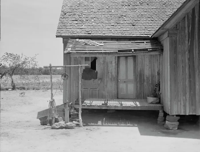 Framed Print : Home of tenant farmer near Newport, Oklahoma, 1937. Creator: Dorothea Lange Framed Print : Home of tenant farmer near Newport, Oklahoma, 1937. Creator: Dorothea Lange