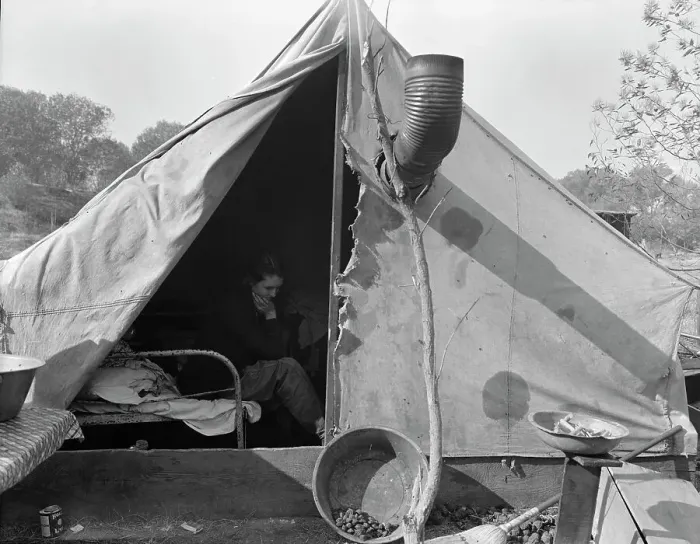 Framed Print : Home of Tennessee family of seven, now migratory workers... outside of Sacramento, California, 1936 Creator: Dorothea Lange Framed Print : Home of Tennessee family of seven, now migratory workers... outside of Sacramento, California, 1936 Creator: Dorothea Lange