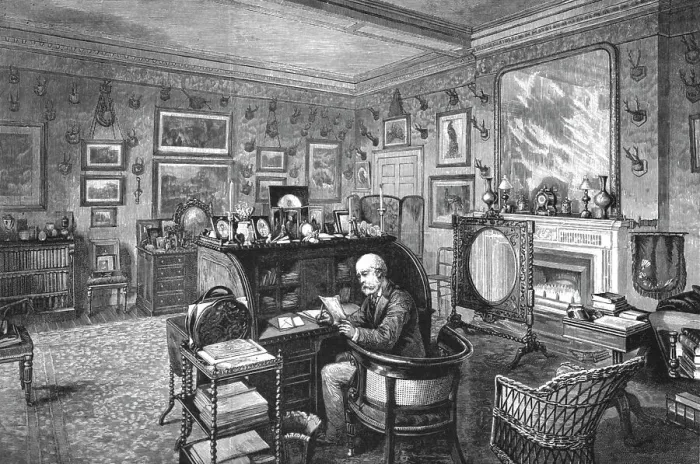 Framed Print : The home of TRH Prince and Princess Christian, The Study, Cumberland Lodge, 1891. Creator: Unknown Framed Print : The home of TRH Prince and Princess Christian, The Study, Cumberland Lodge, 1891. Creator: Unknown