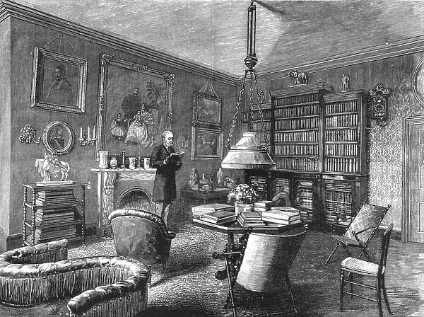 The home of TRH Prince and Princess Christian, The Library, Cumberland Lodge, 1891. Creator: Unknown