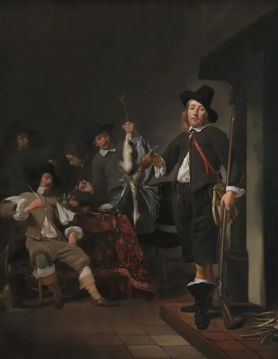 Framed Print : The Homecoming of a Fowling Party, 1618-1652. Creators: Simon Kick, Frans Hals Framed Print : The Homecoming of a Fowling Party, 1618-1652. Creators: Simon Kick, Frans Hals
