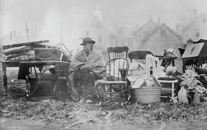 Framed Print : Made homeless by Bangor fire, 1911. Creator: Bain News Service Framed Print : Made homeless by Bangor fire, 1911. Creator: Bain News Service