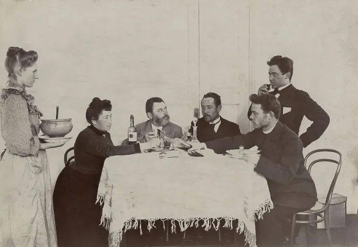 Framed Print : Homemade meal; acquaintances of the Irkutsk merchant V.M. Posokhin, 1910-1919. Creator: Unknown Framed Print : Homemade meal; acquaintances of the Irkutsk merchant V.M. Posokhin, 1910-1919. Creator: Unknown