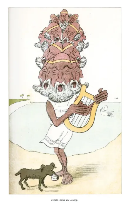 Framed Print : Homer, Going His Round, 1904. Artist: Max Beerbohm Framed Print : Homer, Going His Round, 1904. Artist: Max Beerbohm