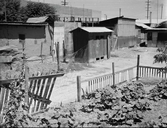 Framed Print : Homes of Mexican field laborers, a street in Brawley, Imperial Valley, California, 1935. Creator: Dorothea Lange Framed Print : Homes of Mexican field laborers, a street in Brawley, Imperial Valley, California, 1935. Creator: Dorothea Lange