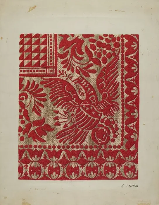 Framed Print : Homespun Coverlet, c. 1937. Creator: Alexander Chudom Framed Print : Homespun Coverlet, c. 1937. Creator: Alexander Chudom