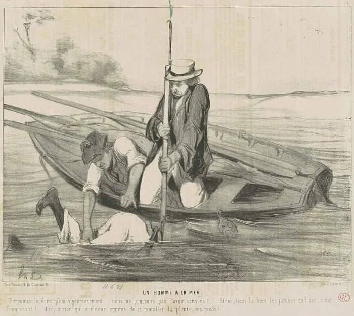 Framed Print : Un homme a la mer, 19th century. Creator: Honore Daumier Framed Print : Un homme a la mer, 19th century. Creator: Honore Daumier