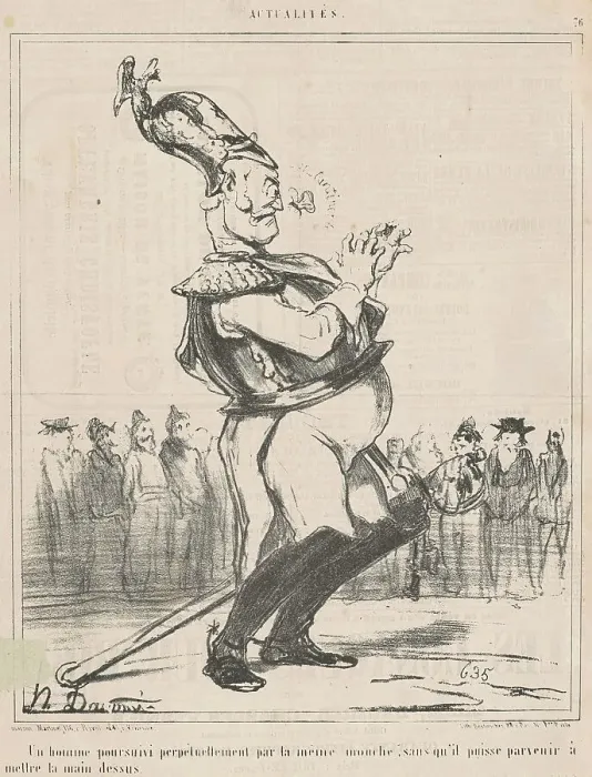 Framed Print : Un homme poursuivi... 19th century. Creator: Honore Daumier Framed Print : Un homme poursuivi... 19th century. Creator: Honore Daumier
