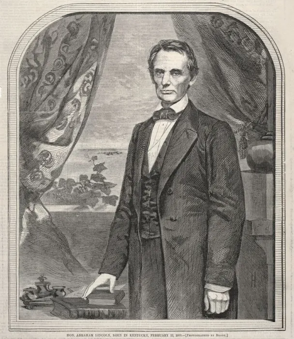 Framed Print : Hon. Abraham Lincoln, Born in Kentucky, February 12, 1809, 1860. Creator: Winslow Homer (American Framed Print : Hon. Abraham Lincoln, Born in Kentucky, February 12, 1809, 1860. Creator: Winslow Homer (American