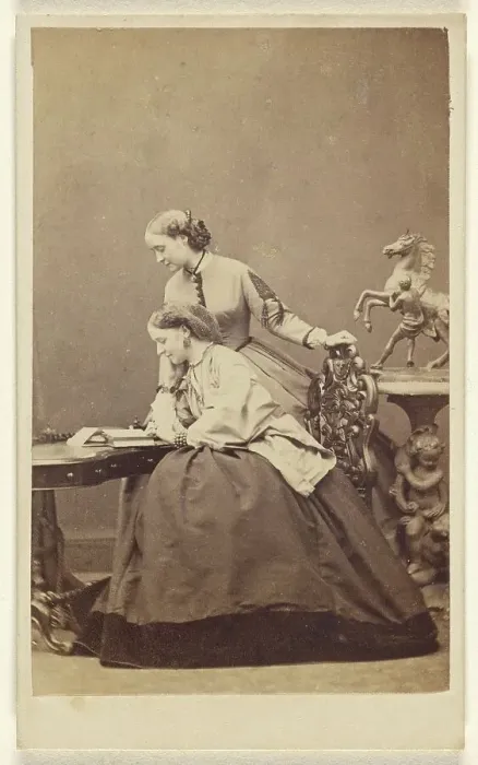 Framed Print : Hon. Mrs. Wellesley and Mrs. S. Leslie, about 1870. Creator: Hills and Saunders