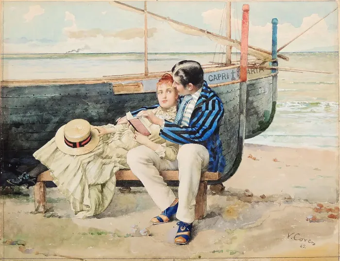 Framed Print : honeymoon, 1885. Creator: Corcos, Vittorio Matteo (1859-1933) Framed Print : honeymoon, 1885. Creator: Corcos, Vittorio Matteo (1859-1933)