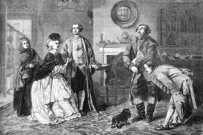 Framed Print : Honeywood introducing the Bailiffs to Miss Richland as his friends, by W. P. Frith, R.A... 1862. Creator: W Thomas. Honeywood introducing the Bailiffs to Miss Richland as his friends, by W. P. Frith, R.A... 1862. Creator: W Thomas Framed Print : Honeywood introducing the Bailiffs to Miss Richland as his friends, by W. P. Frith, R.A... 1862. Creator: W Thomas. Honeywood introducing the Bailiffs to Miss Richland as his friends, by W. P. Frith, R.A... 1862. Creator: W Thomas
