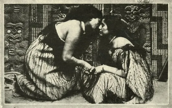 Framed Print : The Hongi, A Maori Greeting, c1948. Creator: Unknown Framed Print : The Hongi, A Maori Greeting, c1948. Creator: Unknown
