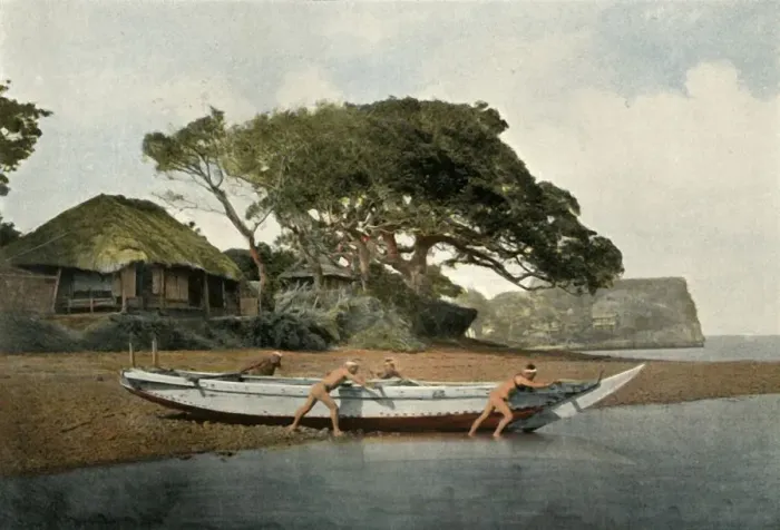 Framed Print : Honmoku, Village de Pecheurs Pres Yokohama, (Honmoku Fishing Village near Yokohama), 1900 Framed Print : Honmoku, Village de Pecheurs Pres Yokohama, (Honmoku Fishing Village near Yokohama), 1900