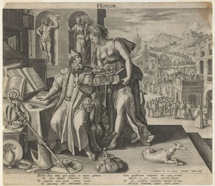 Framed Print : Honor, 1591. Artist: Sadeler, Raphael, the Elder (1560-1628) Framed Print : Honor, 1591. Artist: Sadeler, Raphael, the Elder (1560-1628)