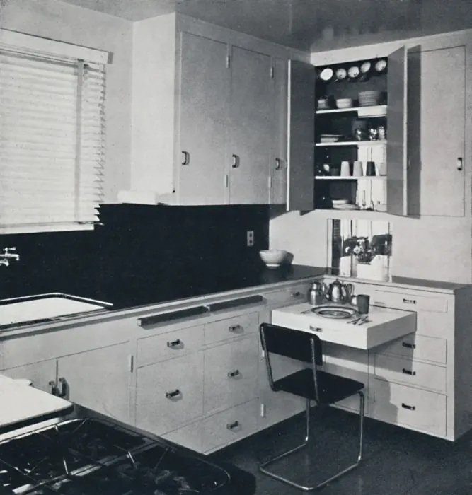 Framed Print : Honor Easton - The Kitchen In the house of Dr. Ian Campebell, 1940