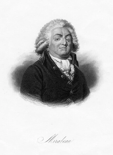 Honore-Gabriel de Riquetti, comte de Mirabeau, French writer, popular orator and statesman, 1845. Artist: Freeman