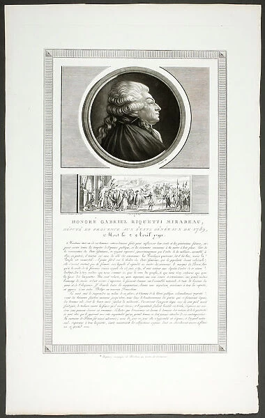 HonoreGabriel Riquetti Mirabeau, Deputy of the Provence Region, from Tableaux histor... 1798–1804. Creator: Charles Francois Gabriel Levachez