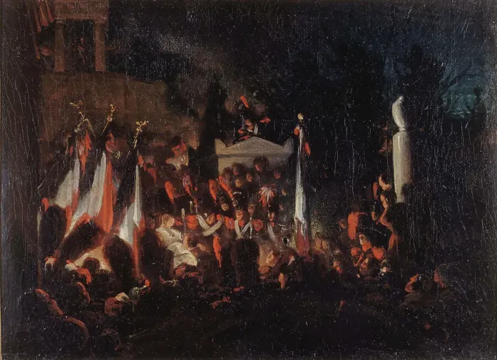 Framed Print : Last honours paid to Benjamin Constant, at Père-Lachaise cemetery, December 12, 1830. Creator: Unknown Framed Print : Last honours paid to Benjamin Constant, at Père-Lachaise cemetery, December 12, 1830. Creator: Unknown
