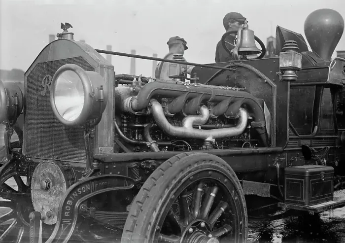 Framed Print : Under the hood of the motor fire engine, 1913. Creator: Bain News Service Framed Print : Under the hood of the motor fire engine, 1913. Creator: Bain News Service