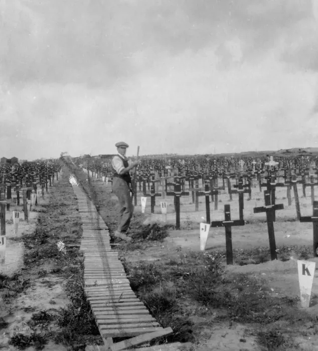 Framed Print : Hooge Crater Cemetery, near Ypres, Belgium, World War I, c1917-c1918. Artist: Nightingale & Co Framed Print : Hooge Crater Cemetery, near Ypres, Belgium, World War I, c1917-c1918. Artist: Nightingale & Co