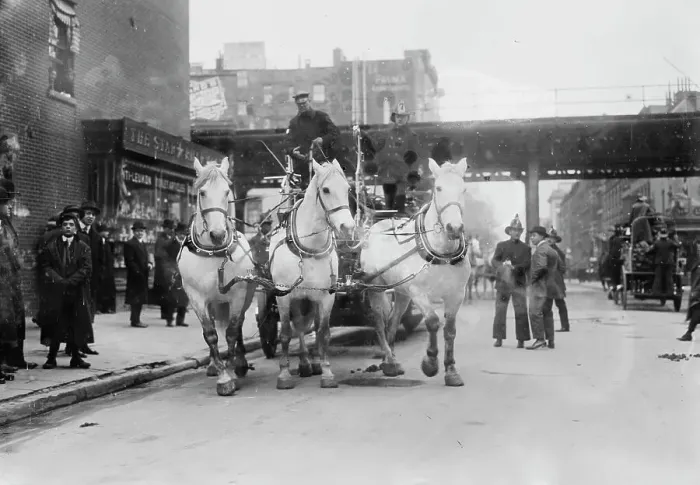 Framed Print : Hook and ladder #7, between c1910 and c1915. Creator: Bain News Service Framed Print : Hook and ladder #7, between c1910 and c1915. Creator: Bain News Service