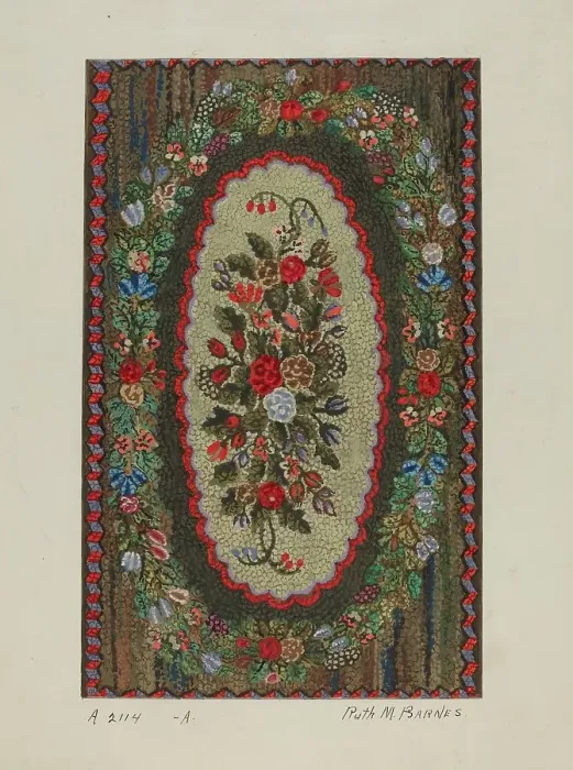 Framed Print : Hooked Rug, 1935 / 1942. Creator: Ruth M. Barnes Framed Print : Hooked Rug, 1935 / 1942. Creator: Ruth M. Barnes