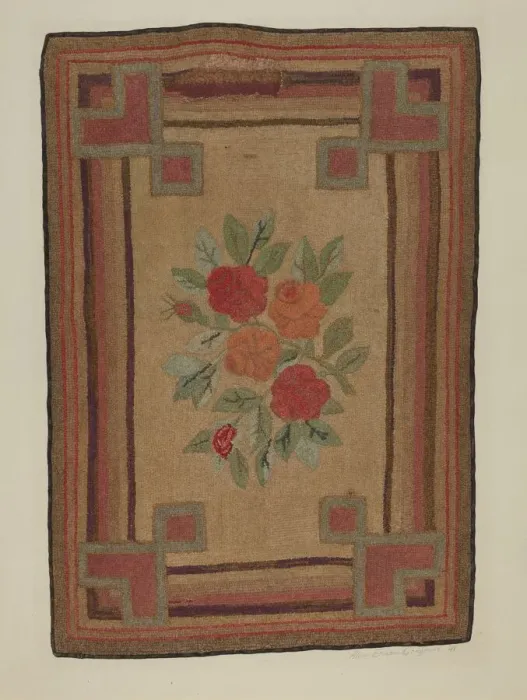 Framed Print : Hooked Rug, 1941. Creator: Alice Cosgrove Framed Print : Hooked Rug, 1941. Creator: Alice Cosgrove