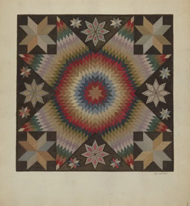 Framed Print : Hooked Rug, c. 1936. Creator: Jules Lefevere Framed Print : Hooked Rug, c. 1936. Creator: Jules Lefevere