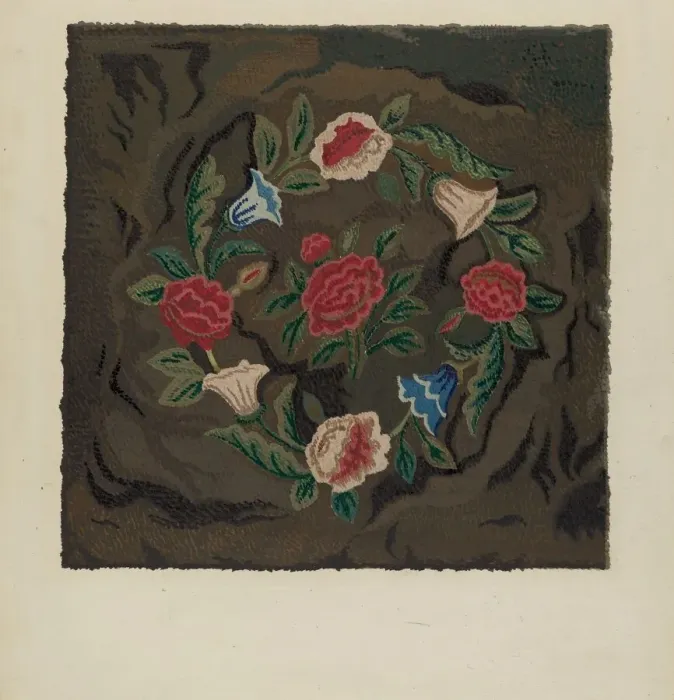 Framed Print : Hooked Rug, c. 1936. Creator: Jules Lefevere Framed Print : Hooked Rug, c. 1936. Creator: Jules Lefevere
