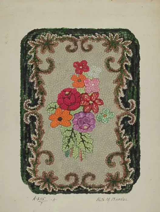 Framed Print : Hooked Rug, c. 1936. Creator: Ruth M. Barnes Framed Print : Hooked Rug, c. 1936. Creator: Ruth M. Barnes