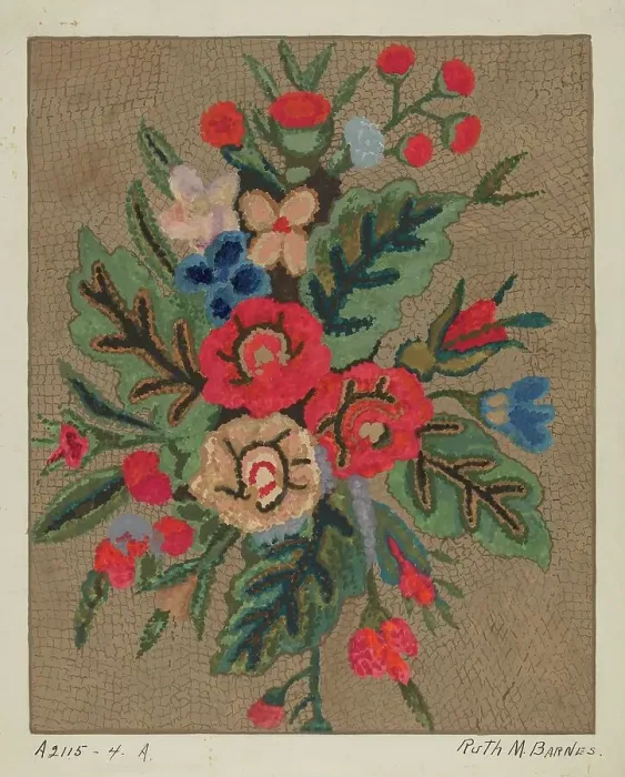 Framed Print : Hooked Rug, c. 1936. Creator: Ruth M. Barnes Framed Print : Hooked Rug, c. 1936. Creator: Ruth M. Barnes