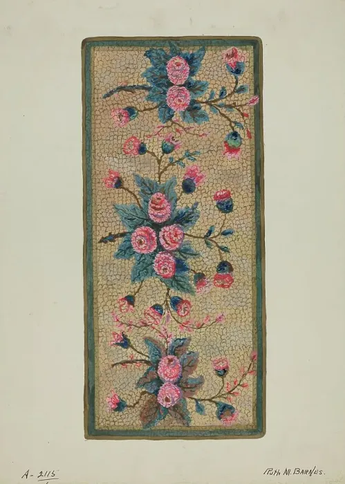 Framed Print : Hooked Rug, c. 1936. Creator: Ruth M. Barnes Framed Print : Hooked Rug, c. 1936. Creator: Ruth M. Barnes