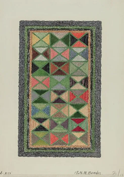 Framed Print : Hooked Rug, c. 1936. Creator: Ruth M. Barnes Framed Print : Hooked Rug, c. 1936. Creator: Ruth M. Barnes