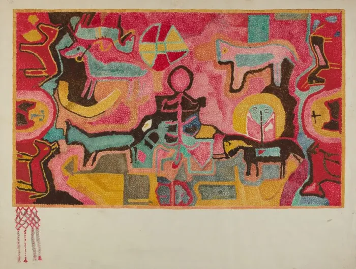 Framed Print : Hooked Rug, c. 1937. Creator: Marjery Parish Framed Print : Hooked Rug, c. 1937. Creator: Marjery Parish