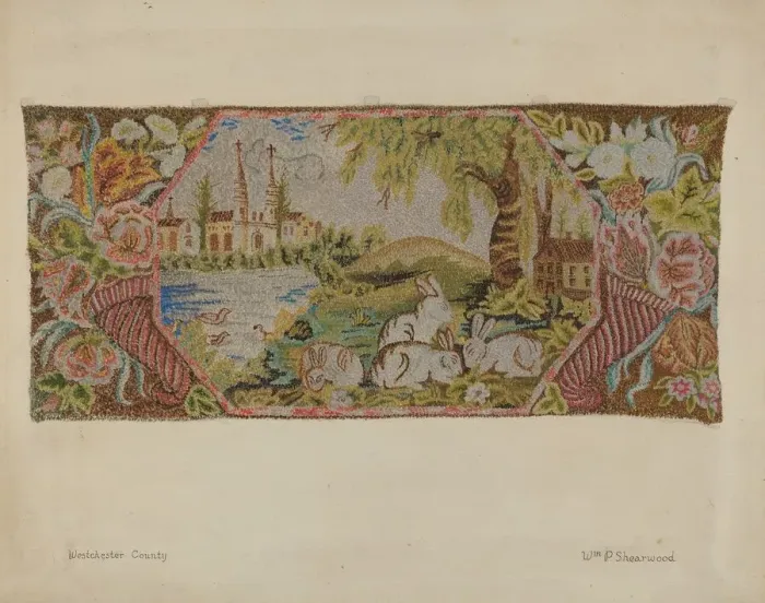 Framed Print : Hooked Rug, c. 1937. Creator: William P. Shearwood Framed Print : Hooked Rug, c. 1937. Creator: William P. Shearwood