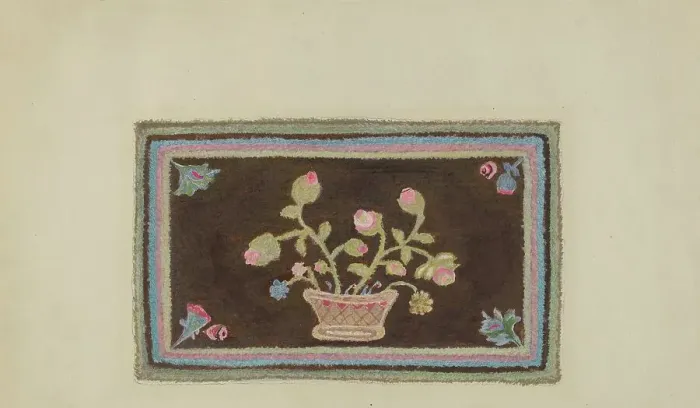 Framed Print : Hooked Rug, c. 1938. Creator: Alfonso Umana Framed Print : Hooked Rug, c. 1938. Creator: Alfonso Umana