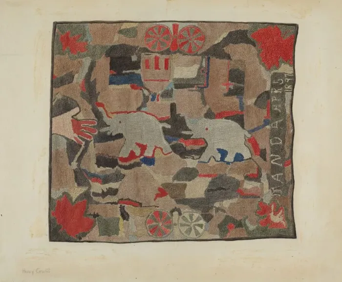 Framed Print : Hooked Rug, c. 1939. Creator: Henry Granet Framed Print : Hooked Rug, c. 1939. Creator: Henry Granet