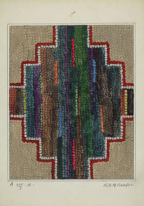 Framed Print : Hooked Rug - Center Design, c. 1936. Creator: Ruth M. Barnes Framed Print : Hooked Rug - Center Design, c. 1936. Creator: Ruth M. Barnes