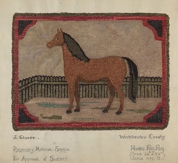 Hooked Rug with Horse, 1935  /  1942. Creator: Joseph Glover