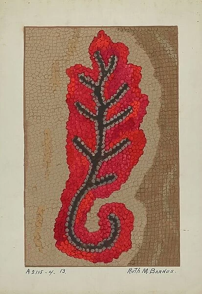 Hooked Rug (Section of Border), c. 1936. Creator: Ruth M. Barnes