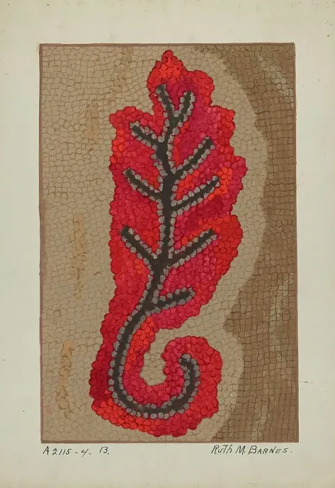 Framed Print : Hooked Rug (Section of Border), c. 1936. Creator: Ruth M. Barnes Framed Print : Hooked Rug (Section of Border), c. 1936. Creator: Ruth M. Barnes