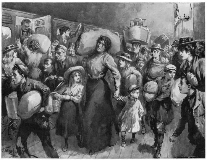 Framed Print : Hop-pickers leaving London Bridge at midnight, 1900 Framed Print : Hop-pickers leaving London Bridge at midnight, 1900